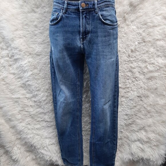 Massimo Dutti Woman's Blue Slim Fit Distressed Denim Jeans Size 30 - Picture 1 of 11